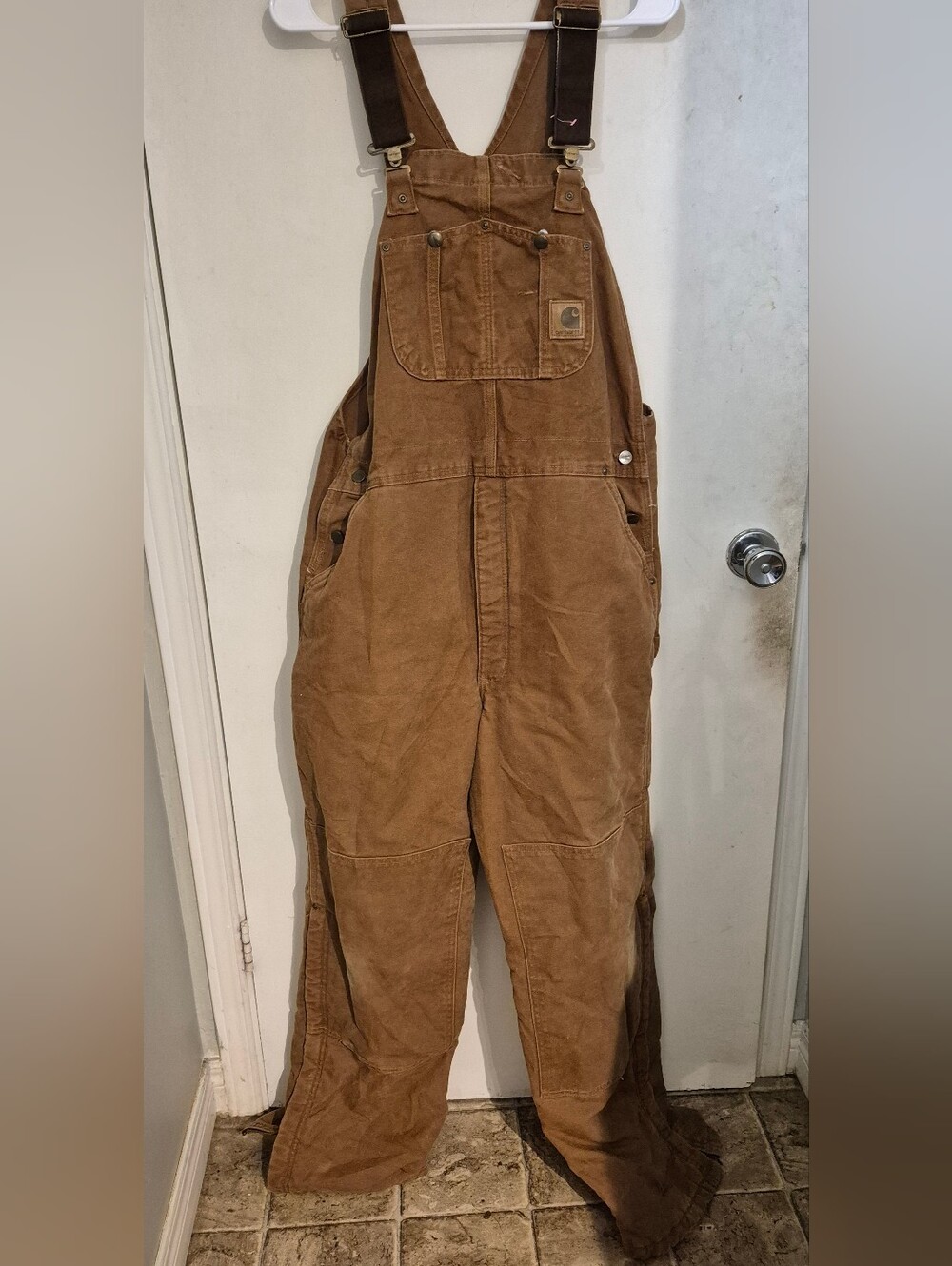 Carhartt Quilted Lined Sandstone Duck Bib Overalls Sz.40X32